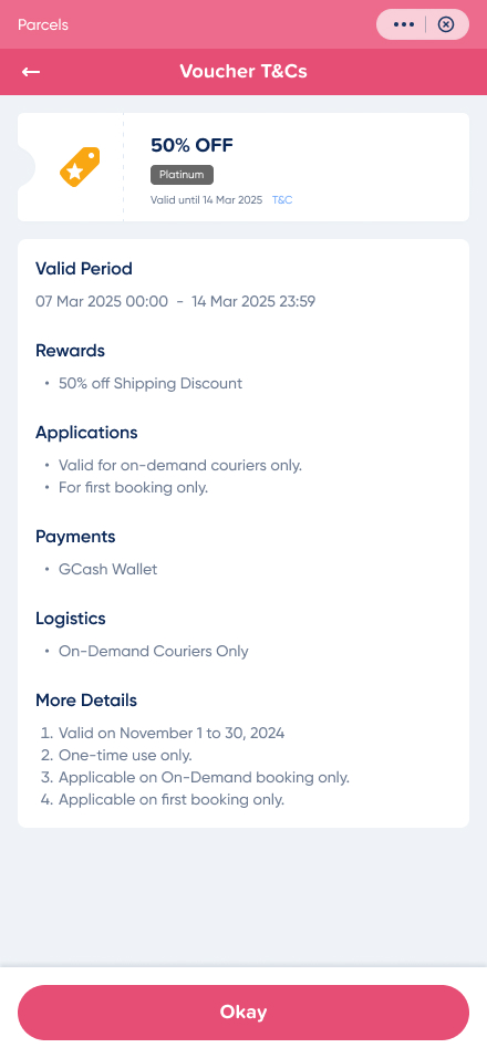 Voucher terms and conditions